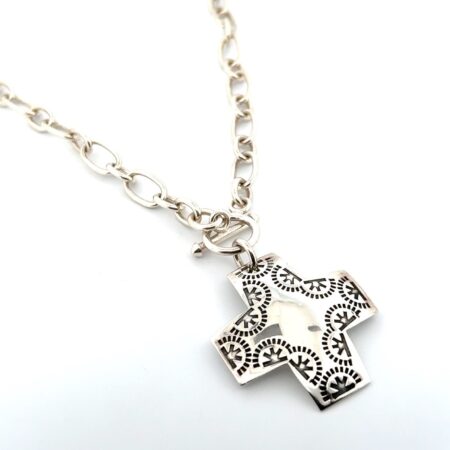 17” Silpada N0557 925 Sterling Silver Cross Pendant Toggle Clasp Necklace 39.4g