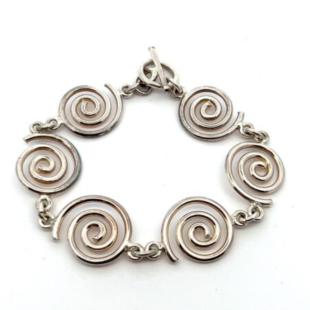 Sterling Silver 925 Spiral 8” Bracelet with Toggle Clasp 23.9 Grams