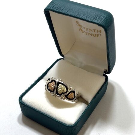 Black Hills 12k Rose Gold & Yellow Gold on 925 Sterling Silver Leaf Ring Size:12