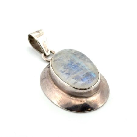 Vintage 925 Sterling Silver Natural Oval Moonstone Pendant 8.6g