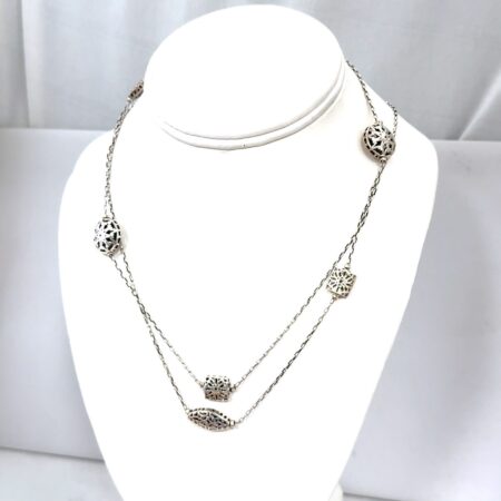 30” Silpada N2429 925 Sterling Silver First Flurry Filigree Bead Necklace 11.5g