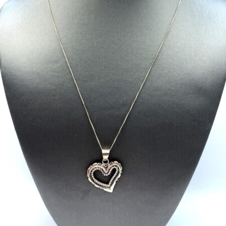Sterling Silver Open Heart Pendant 18 Inch Box Chain Necklace