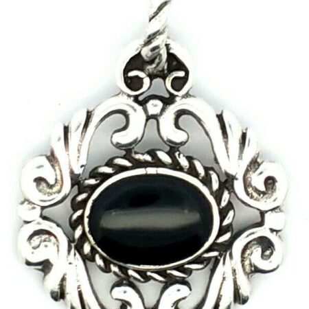 925 Sterling Silver With Cat Eye Black Onyx Pendant 8.6 Grams