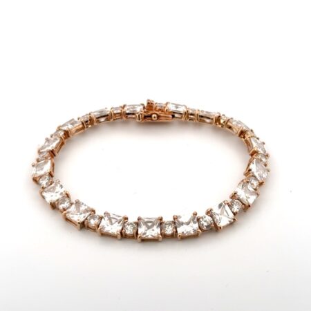 6.75” FAS 925 Sterling Silver Gold Vermeil CZ Tennis Bracelet 17.7g