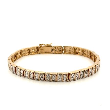 6.5” Gold Vermeil 925 Sterling Silver Panel Style Bracelet 13.7g