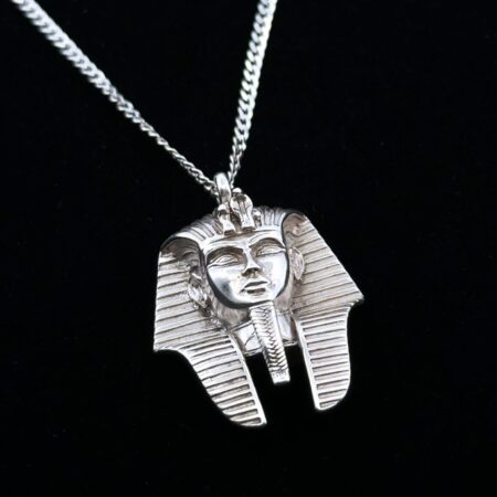 22” King Tut Pharaoh 925 Sterling Silver Curb Link Necklace 10.24g
