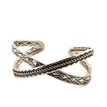Carolyn Pollack 925 Sterling Silver Crossover Cuff Bracelet 37g