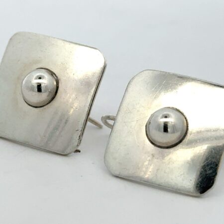 .925 Sterling Silver Button Top Earrings, Hook Closure, 13.1g