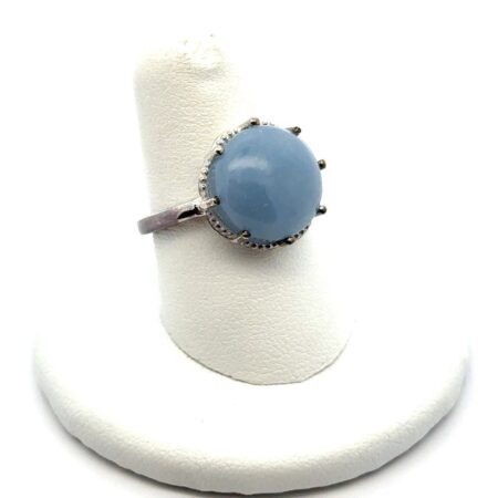 .925 Sterling Silver Violet Chalcedony Cabochon Ring S-7 3.5g