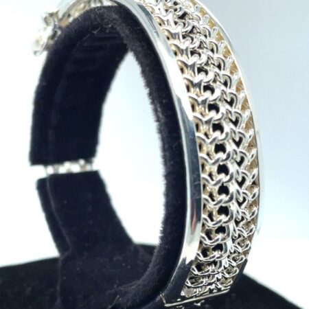 925 Sterling Silver Hinged Bangle Bracelet, Made in Italy