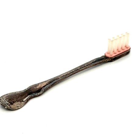 Vintage Towle .925 Sterling Silver Pink Baby Tooth Brush, 13.7g
