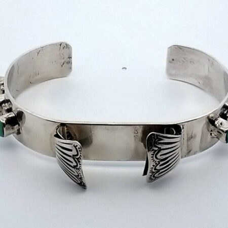 W. Long Watch Sterling Silver Green And Red Turquoise Cuff Bracelet 24.3 Grams