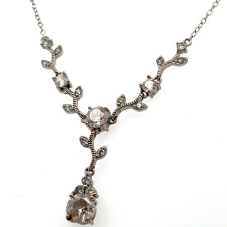 JCM Giani Bernini 925 Sterling Silver 16+2” Adjustable CZ Floral Necklace 5.9g