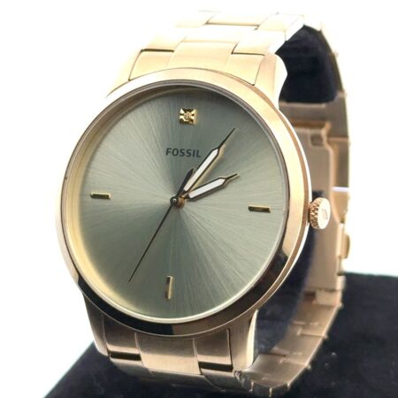 44mm Fossil Minimalist F55457 Carbon Series Gold Tone Quartz Wristwatch