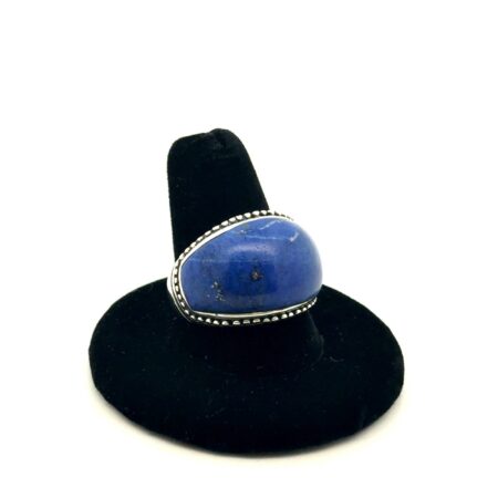 .925 Sterling Silver Lapis Lazuli Dome Ring, Thailand, Size-9, 11.3g
