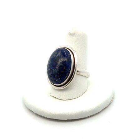 Vintage .925 Sterling Silver Oval Lapis Lazuli Ring, Size - 9, 9.2g
