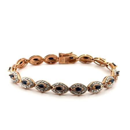 7” Ross Simons Gold Vermeil 925 Sterling Silver Sapphire Oval Link Bracelet 16g