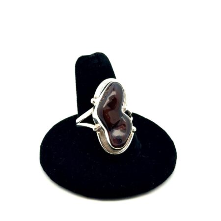 .925 Sterling Silver Fire Agate Ring, Size-9, 7.3g