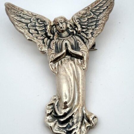 925 Sterling Silver Guardian Angel Brooch/Pendant 22.0 Grams