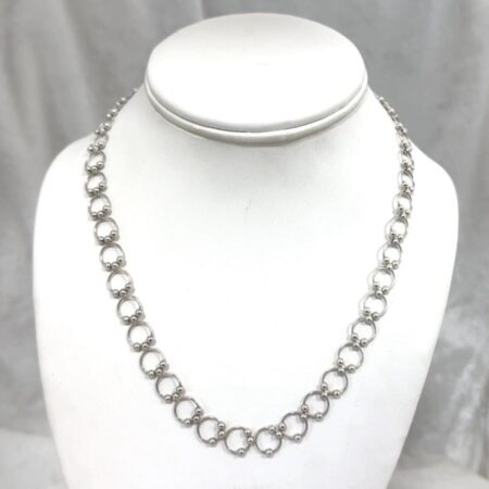 18 inch Circular Sterling Silver Beaded Necklace - 12.3 Grams