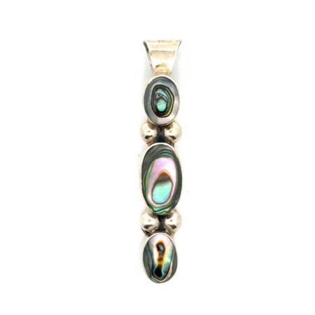 .925 Sterling Silver Abalone Shell Bezel Set Pendant, 3.3g