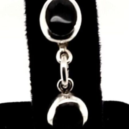 925 Sterling Silver 7 Oval Shaped Black Onyx Stones 7" Bracelet 20.0 Grams