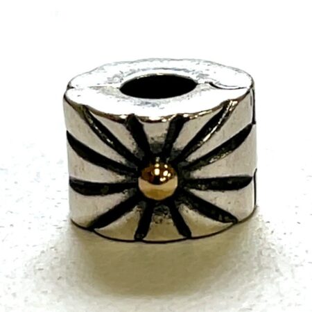 PANDORA 925 Sterling Silver & 14K Gold Sunburst Charm Clip Lock