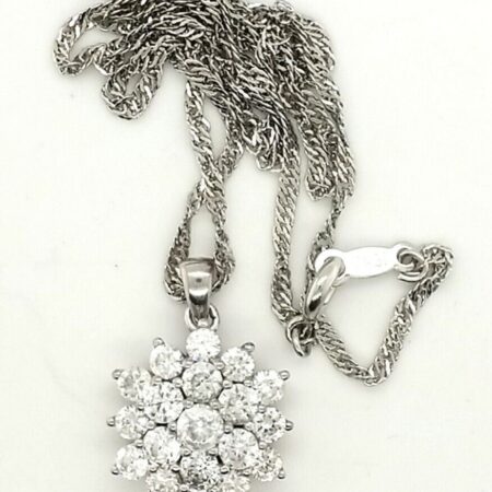18k Gold Filled 18" Chain With 925 Sterling Silver CZ Flower Cluster Pendant