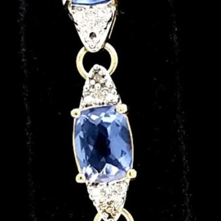 925 Sterling Silver Vermeil Blue Stone With CZ's Bracelet 14.4 Grams.