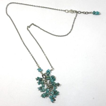 925 Sterling Silver, 17 inch Adjustable Chain w/ Turquoise Nugget Drop - 8.5g