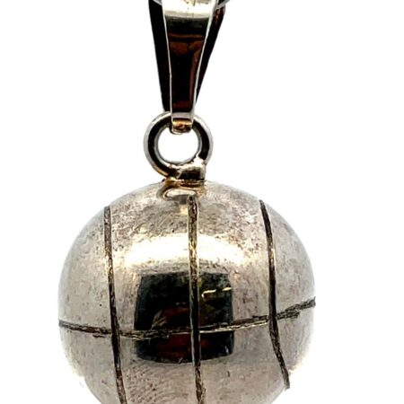 Vintage Sterling Silver 21.8mm Jingle Bell Basketball Charm Pendant 16.3 Grams