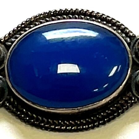 Sterling Silver, Cornflower Blue Chalcedony Vintage Brooch/Pin 9.1 Grams