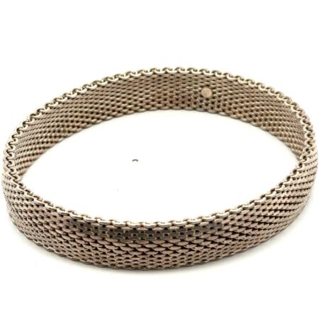 .925 Sterling Silver GC Mesh Bangle Bracelet, Fits 8.5” Wrist, 42.7g