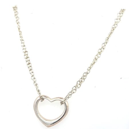 14” .925 Sterling Silver Open Heart Double Chain Pendant, 10.3g
