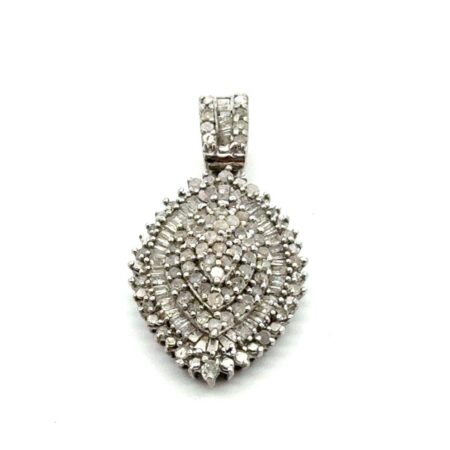 .925 Sterling Silver Marquis Shaped Diamond Pendant, 4.0g