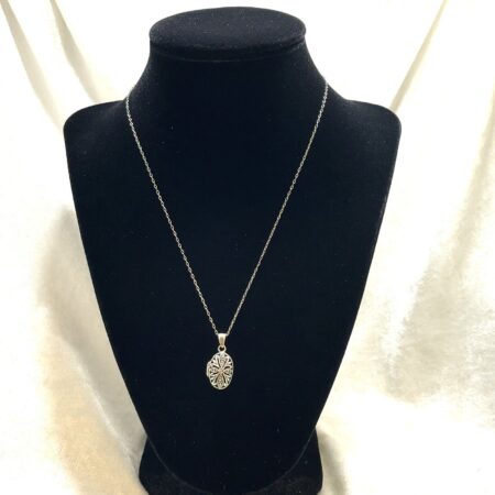 16" 925 Sterling Chain with Sterlng Silver Filigree and Marcasite Stone Locket