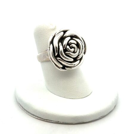 .925 Sterling Silver Puffy Rose Ring, S-6, 5.2g