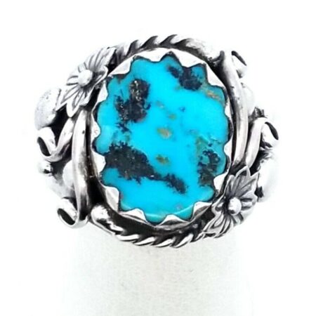 Navajo Vintage 925 Sterling Silver Cabachon Turquoise Ring 14.7 Grams Size-11