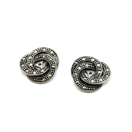 .925 Sterling Silver & Marcasite Earring Enhancers, 4.6g
