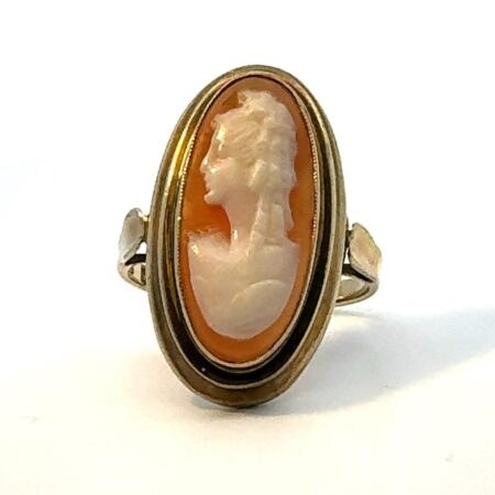 8k Yellow Gold Size 7.5 Oval Cameo Ring - 3.2g