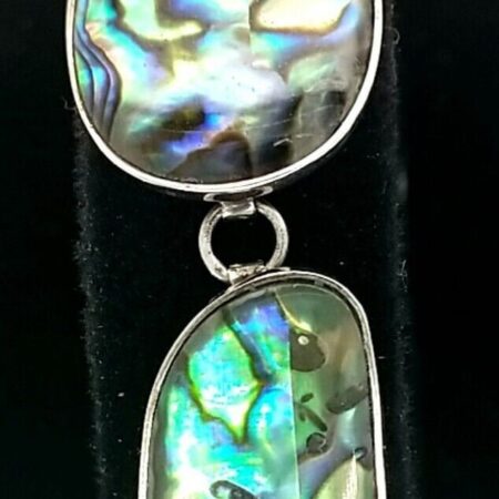 Lucas Lameth Sterling Silver Abalone Shell Link 7-8" Adjustable Bracelet.