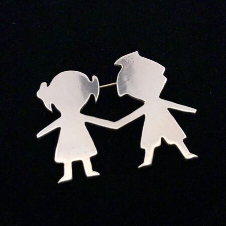 Vintage Taxco Mexico 925 Sterling Silver Boy & Girl Brooch/Pin 15.4g