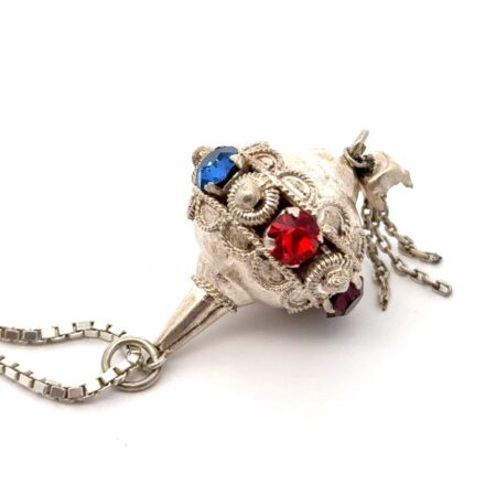 18” .925 Sterling Silver Multicolor Rhinestone Pendant Necklace, 7.6g