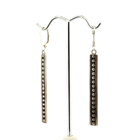 Mexico 925 Sterling Silver Leverback Dotted Dangle Earrings 4.6g