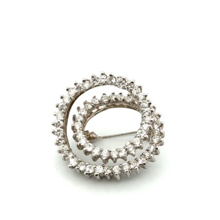 925 Sterling Silver Cubic Zirconia Spiral Swirl Brooch/Pin 11.4g