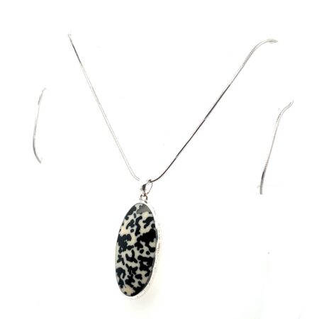 18” Sterling Silver Salvation Jasper & White Agate Pendant Necklace 9.2g