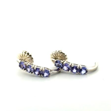 925 Sterling Silver Tanzanite Half Hoop Earrings 3.6g