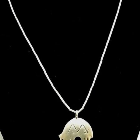 Joe Delgarito Navajo Sterling Silver Vintage Arrow Etched Bear Pendant Necklace