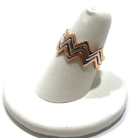 14K White Gold & Rose Gold 3 Modern Stackable Zig-Zag Rings Size: 7