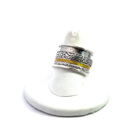 Retired Silpada Spinner Ring 925 Sterling Silver Brass S-8.25 #R2293 12.6g